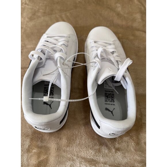 PUMA White & Black Leather Sneakers, Size 8 Women / 6.5 Men, New Without Box - Picture 3 of 7